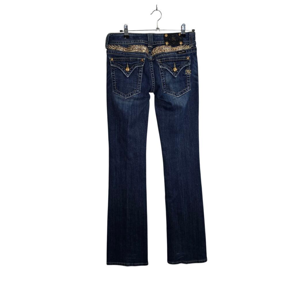 Y2k Miss Me Boot Cut Gold Rhinestone Angel Wing Jeans SZ 29 JP5011 Bling McBling